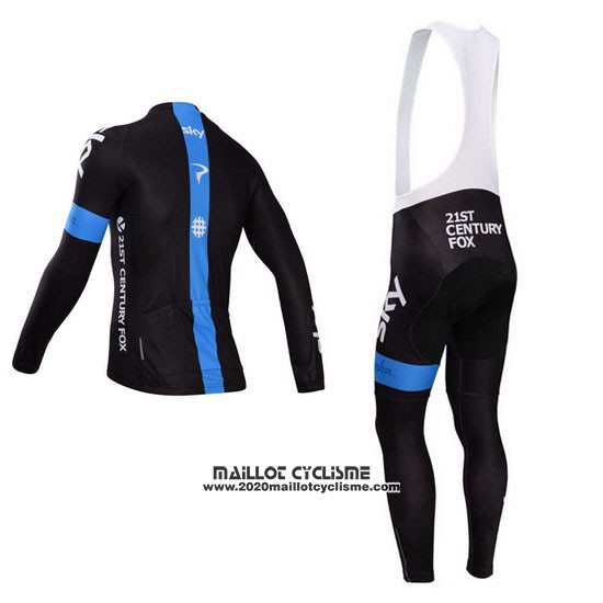 2014 Maillot Ciclismo Sky Noir et Azur Manches Longues et Cuissard